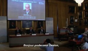 Les premiers mots du Nobel d'économie, le Britannique Angus Deaton