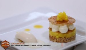 Le plat de Léa : sablé coco, tartare de mangue et ganache chocolat blanc, vanille