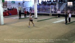 Quarts de finale, tir rapide en double, Sport Boules, Euro Féminin, Saluzzo 2015