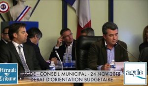 AGDE - 2015 - CONSEIL MUNICIPAL AGDE 24 NOV 2015 DEBAT d' ORIENTATION BUDGETAIRE