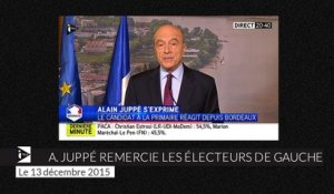 Alain Juppé remercie les électeurs de gauche de s'être "mobilisés pour éviter le scénario du pire"