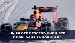 Un pilote descend une piste de ski dans sa Formule 1