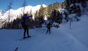 Descente de ski avec l'équipe de France de biathlon