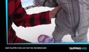 Agée à peine d'un an, une fillette fait du snowboard comme une pro (Vidéo)