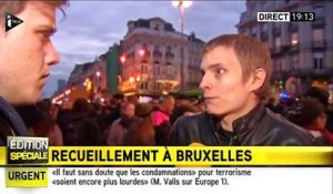 Attentats en Belgique : un jeune Belge et le journaliste de iTélé se font un câlin en direct