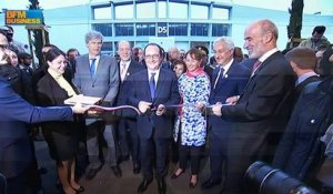 Rungis : inauguration d'un pavillon consacré au bio par François Hollande