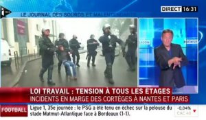 Un manifestant tombe en direct devant les CRS pris d'un malaise à Nantes