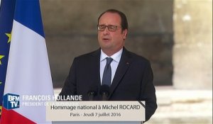 Hommage à Rocard: Hollande salue "une grande et belle figure de la République"