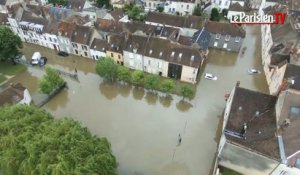 Inondations et incendie vus du ciel en Seine-et-Marne
