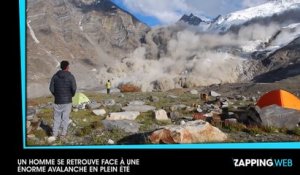 Un homme se retrouve face à une énorme avalanche en plein été (vidéo)