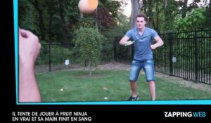Un jeune homme tente de jouer à Fruit Ninja en vrai et finit avec la main en sang (vidéo)