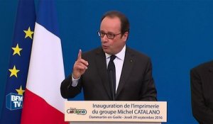 Hollande à Dammartin: "Ici nous sommes sûrs que l'emploi ne sera pas délocalisé"