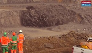 Explosion de mines à la carrière de Givet dans les Ardennes