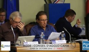 CAHM- ( 2 ) CONSEIL D'AGGLO - AGDE 24 - OCTOBRE  2016 - 2° partie