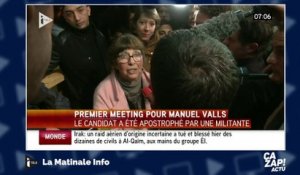 Une militante prend à parti Manuel Valls devant les caméras
