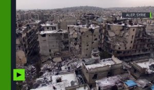 Syrie : un drone filme la première neige recouvrir les ruines d’Alep