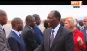 RTI-Arrivée du Président de la République, S E M  Alassane Ouattara, et de son épouse