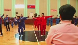 N.Korea: basketball players turn to gymnastics to improve suppleness