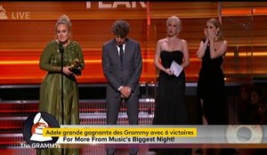 Grammy Awards : l'émotion d'Adele au moment de recevoir son prix pour "Hello"