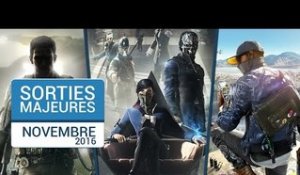 NOVEMBRE 2016 - Les plus grosses sorties de jeux video