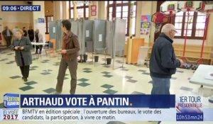 Nathalie Arthaud a voté à Pantin