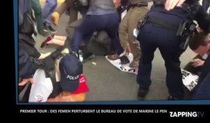 Marine Le Pen : Des Femen perturbent son passage au bureau de vote