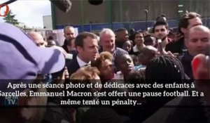Présidentielle : «plat du pied, sécurité», Macron en mode football à Sarcelles...