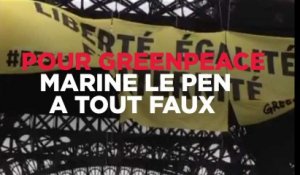 Contre le FN, Greenpeace déploie une banderole géante sur la Tour Eiffel