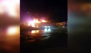 Feu de camions à Soissons