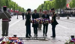 Emmanuel Macron et François Hollande côté à côte pour la cérémonie du 8-Mai