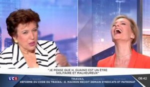 Audrey Crespo-Mara hilare après une blague de Roselyne Bachelot