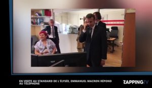 Emmanuel Macron en visite au standard de l’Elysée, il répond au téléphone (vidéo)