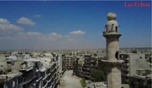 Les ruines de la ville d’Alep filmées par un drone
