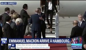 Emmanuel Macron arrive à Hambourg pour le G20