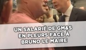Un salarié de l'entreprise GM&S en pleurs face à Bruno Le Maire