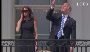 Trump regarde l'éclipse totale sans lunettes de protection
