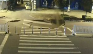 Un scooteriste distrait par son téléphone tombe dans une doline