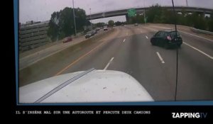 Il force le passage sur l’autoroute et percute un camion (Vidéo)