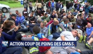 Mécontents, des salariés de GM&S font un sit-in sur un rond-point