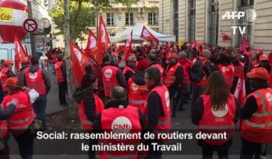 Rassemblement de routiers devant le ministère du Travail