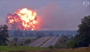 Enorme explosion d'un dépôt de munitions militaires en Ukraine !