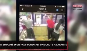 L’incroyable chute d’un employé qui tente de remplir une machine à soda (Vidéo)