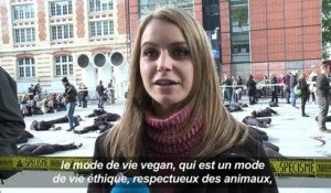 Action de PETA à Beaubourg pour promouvoir le véganisme