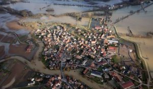 Crue de l'Ill: la plaine d'Alsace vue du ciel