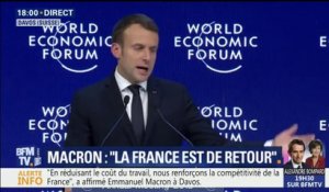 Au Forum de Davos, Macron s'adresse aux dirigeants passant de l'anglais au français