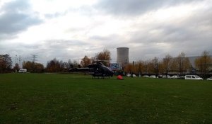 Incendie de l'usine Milcamps: un hélico pour mesurer la toxicité des fumées