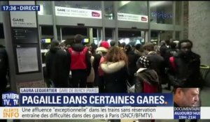 Avec l'affluence en gare de Bercy à Paris, certains voyageurs ne parviennent même pas à rentrer dans le hall