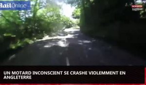 Angleterre : Un motard inconscient se crashe violemment (vidéo)