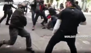 Un militant "antifa" se prend un énorme K.O lors d'une bagarre générale