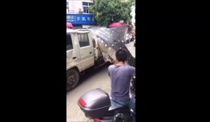Thailande : un conducteur transporte un énorme requin sur sa remorque